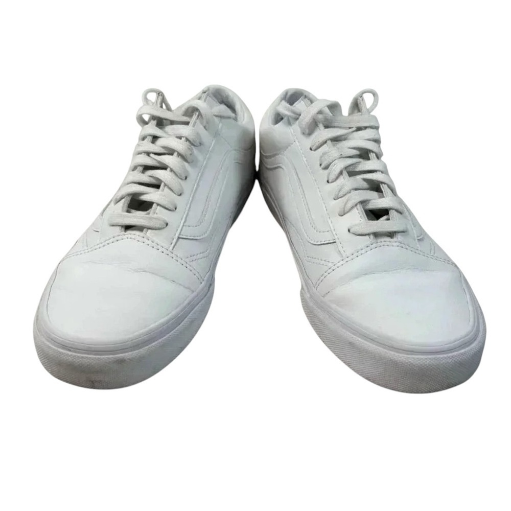 Vans Old Skool Classic Tumble Leather Sneaker Size 9.5 Men White Casual